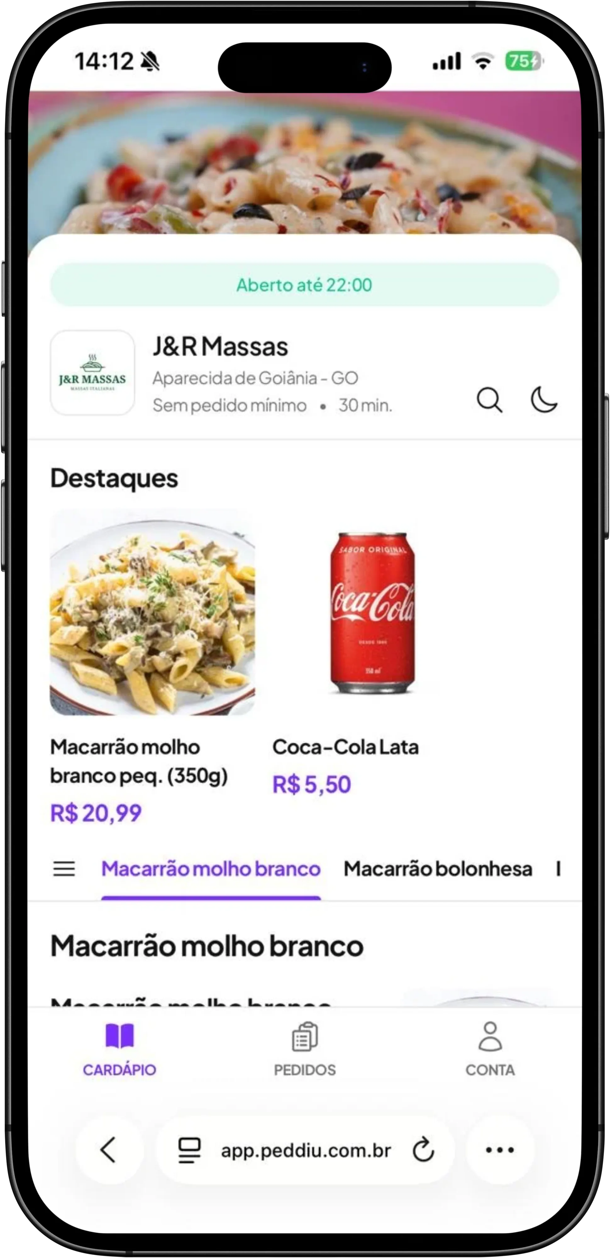 Cardápio digital Peddiu